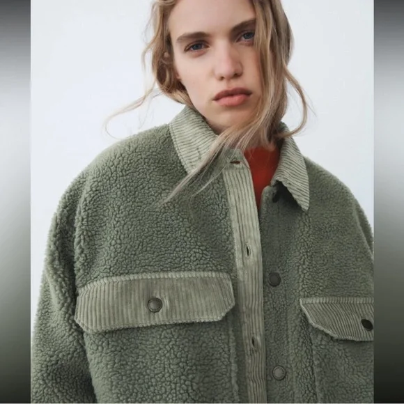 Zara Green Sherpa Jacket - Picture 6 of 6